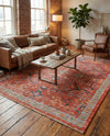 Seville Stripes Collection Area Rug -  Malaga (Brick Red) Rectangle Brick Red  lifestyle 27