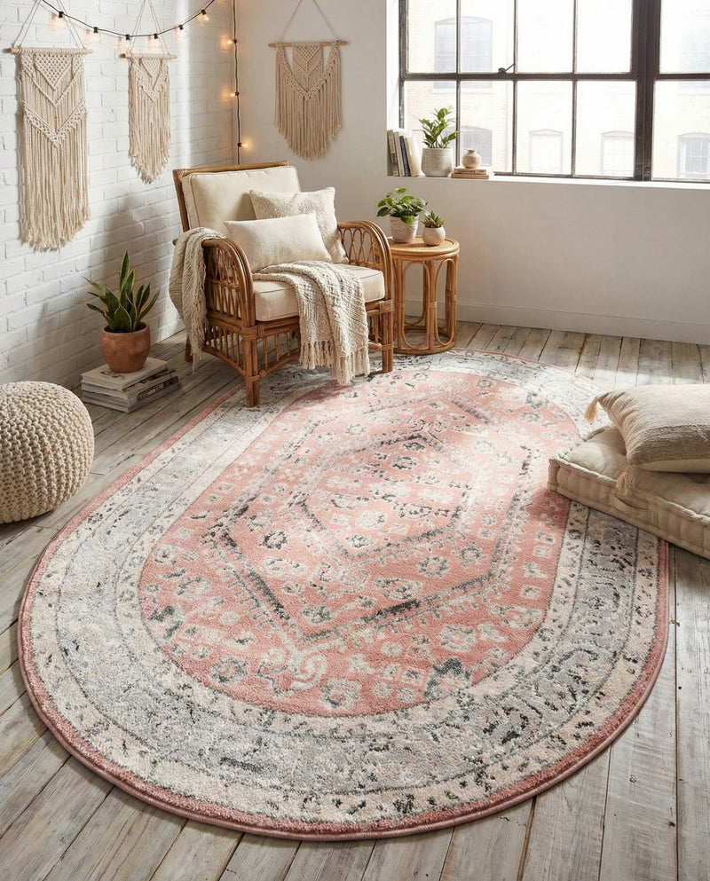 Adriana Terrace Collection Area Rug - Capri (Rose) Oval Rose  lifestyle 50