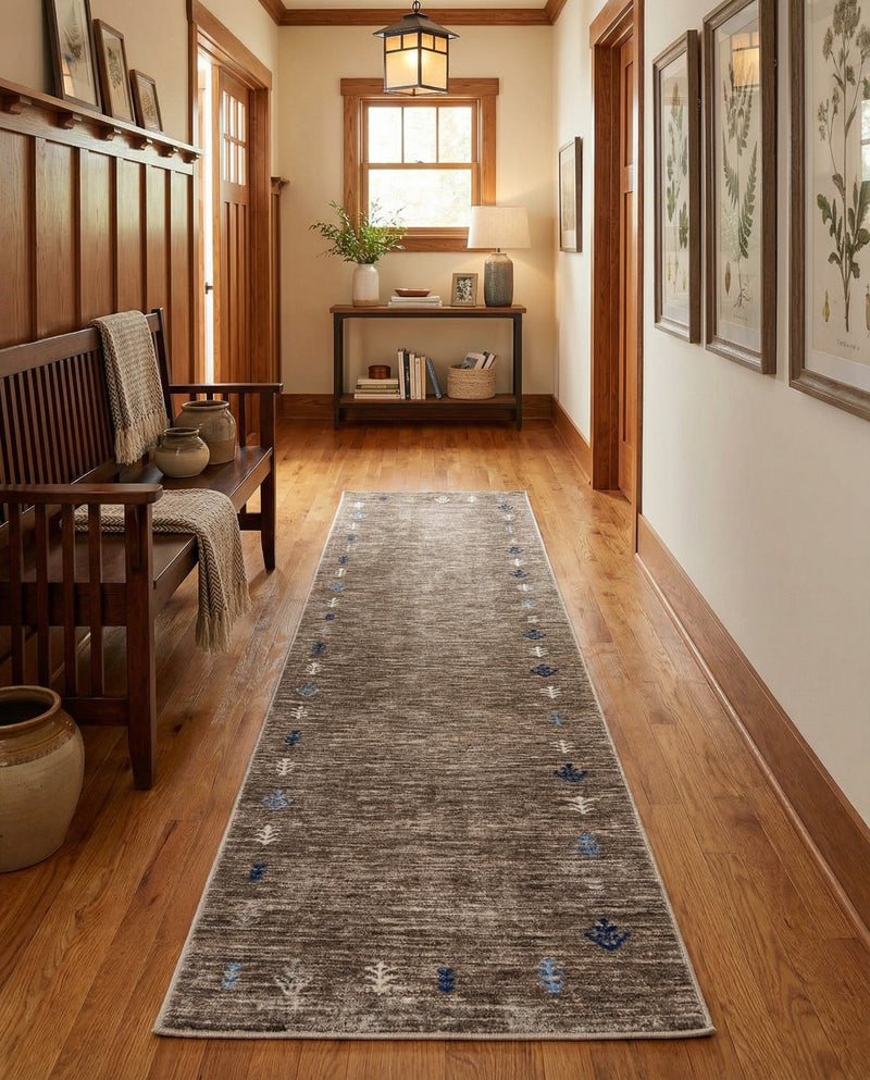 Zagros Shades Collection Area Rug -  Yasuj Runner Gray Brown  lifestyle 70