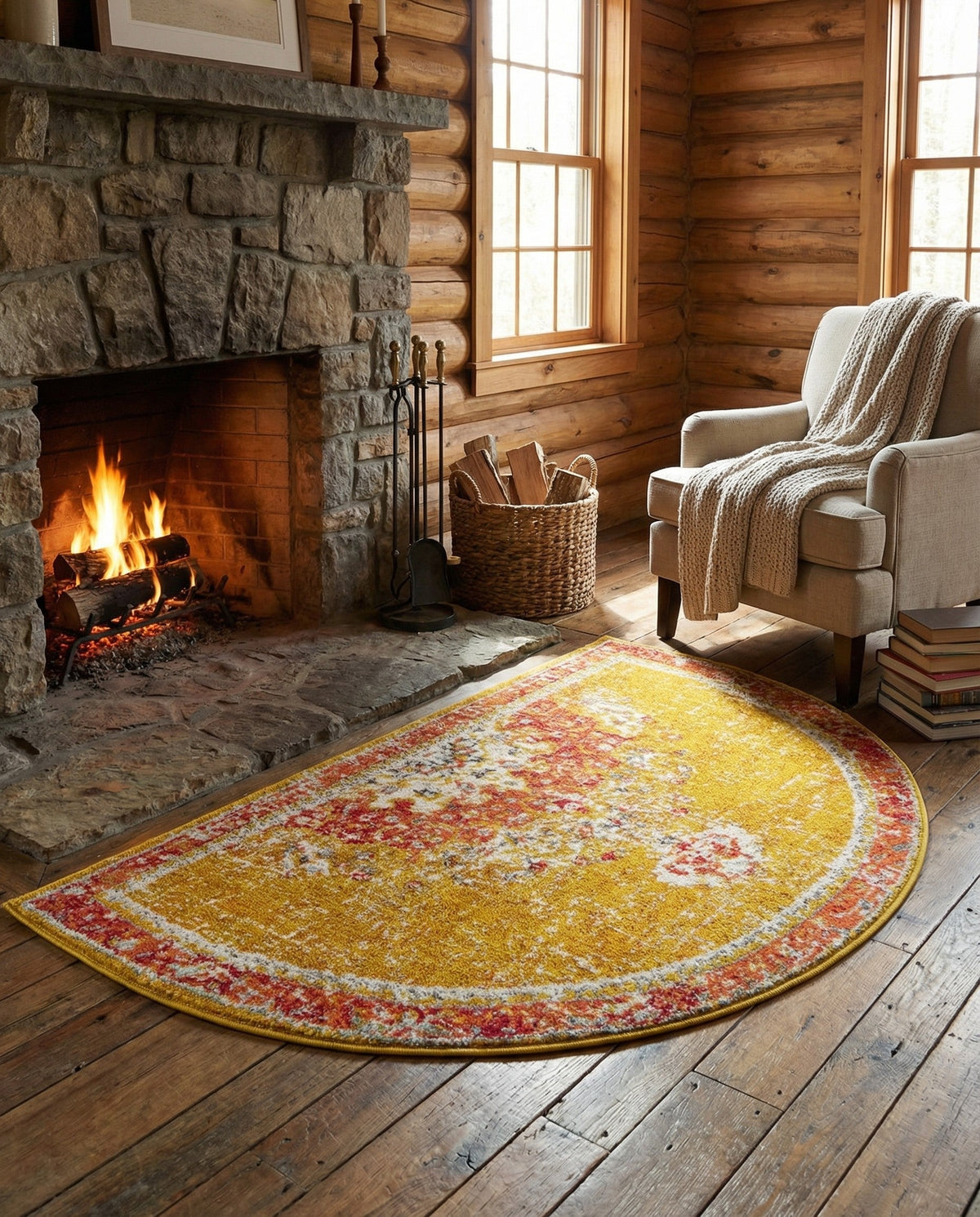 Brighton Terrace Collection Area Rug - Hove (Gold) Hearth Gold  lifestyle 110