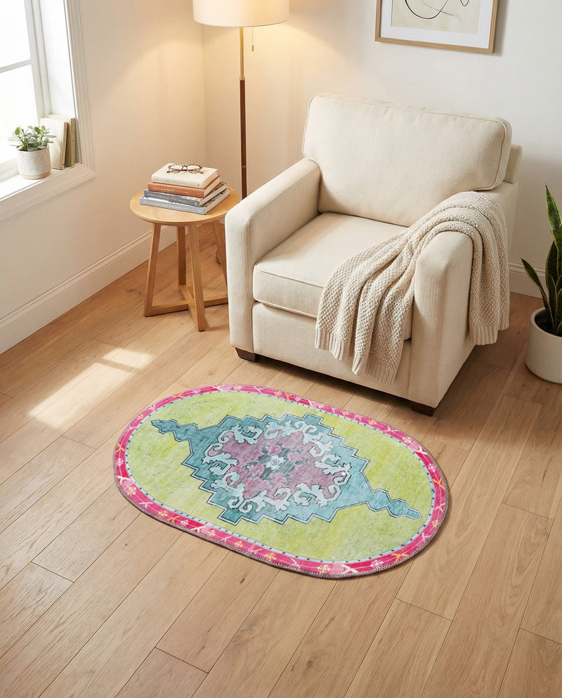 Heritage Elegance Collection Area Rug -  Winterthur (Green) Oval Green  lifestyle 71