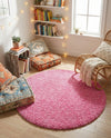 Plush Oasis Collection Area Rug - Serenity (Taffy Pink) Round Taffy Pink  lifestyle 64