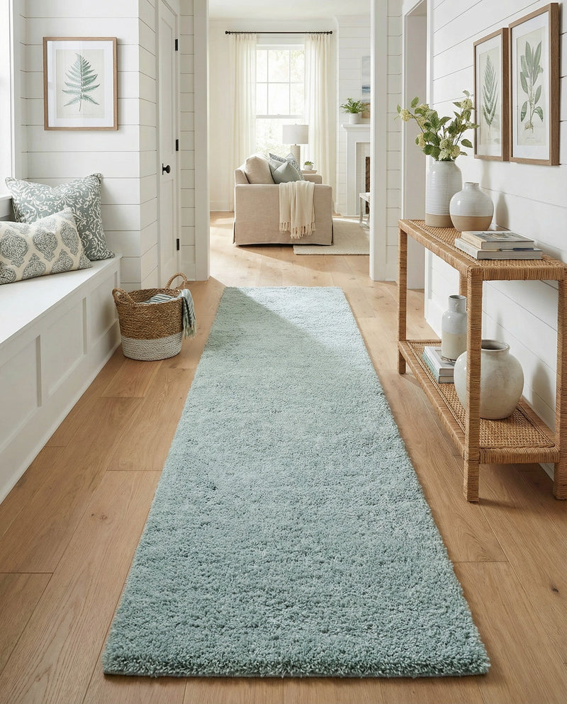 Cozy Comfort Shag Collection Area Rug - Haven (Sage Green) Runner Sage Green  lifestyle 74