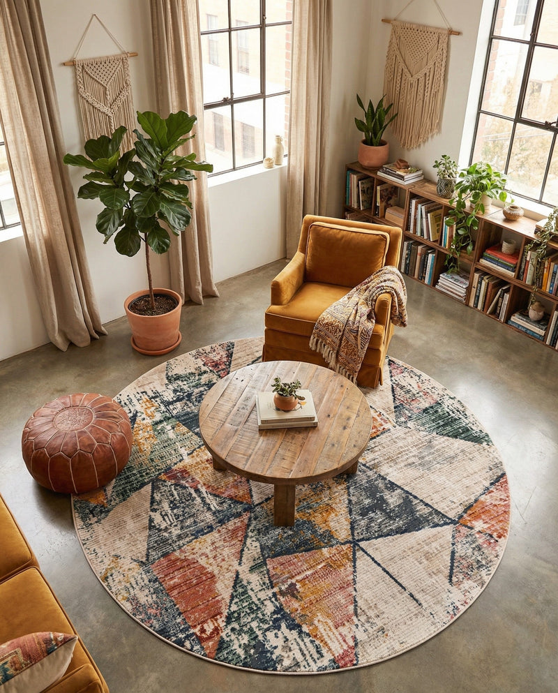 Jewel Oasis Collection Area Rug -  Topaz Round Multi  lifestyle 73