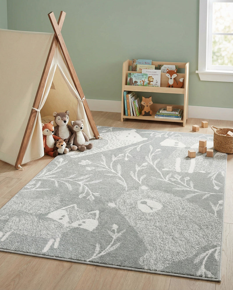 Wonder Tykes Collection Area Rug -  Quirky Rectangle Gray  lifestyle 20
