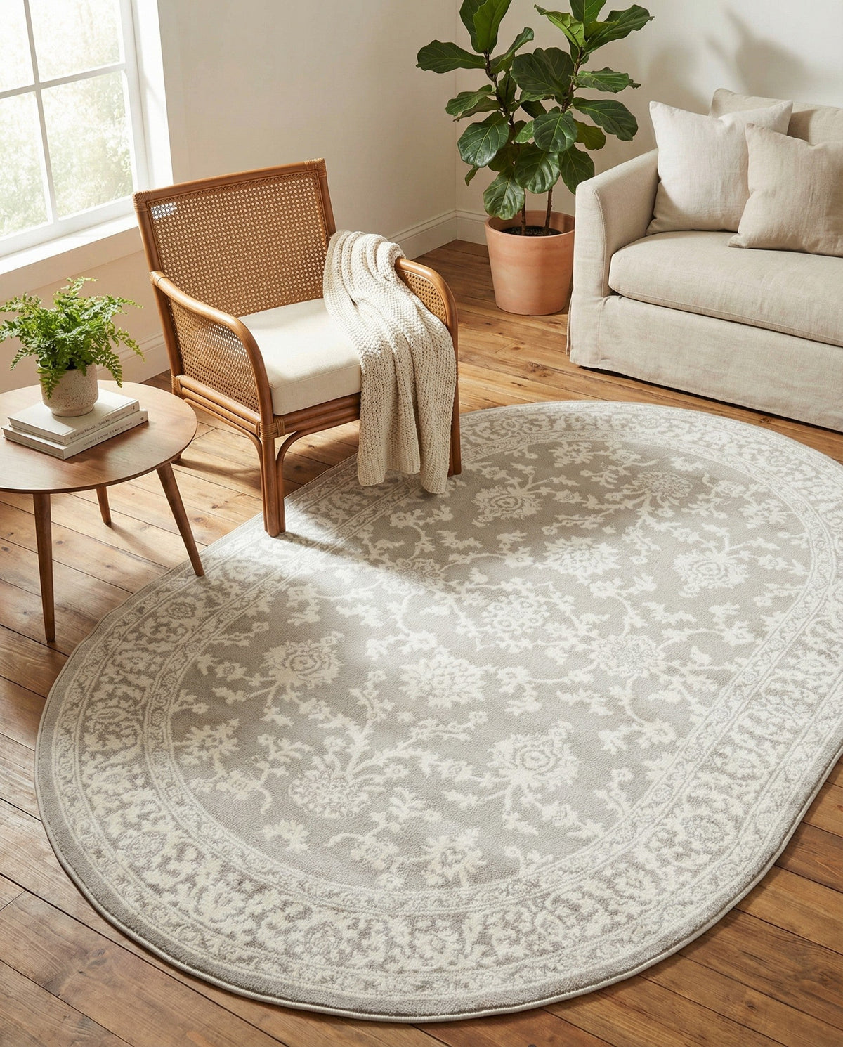 Savannah Elegance Collection Area Rug - Augusta (Light Gray) Oval Light Gray  lifestyle 91