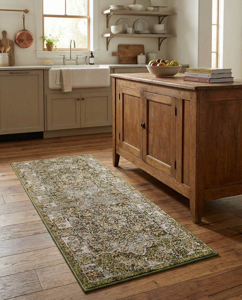 Savannah Soiree Collection Area Rug -  Everglade (Green) Runner Green  lifestyle 59