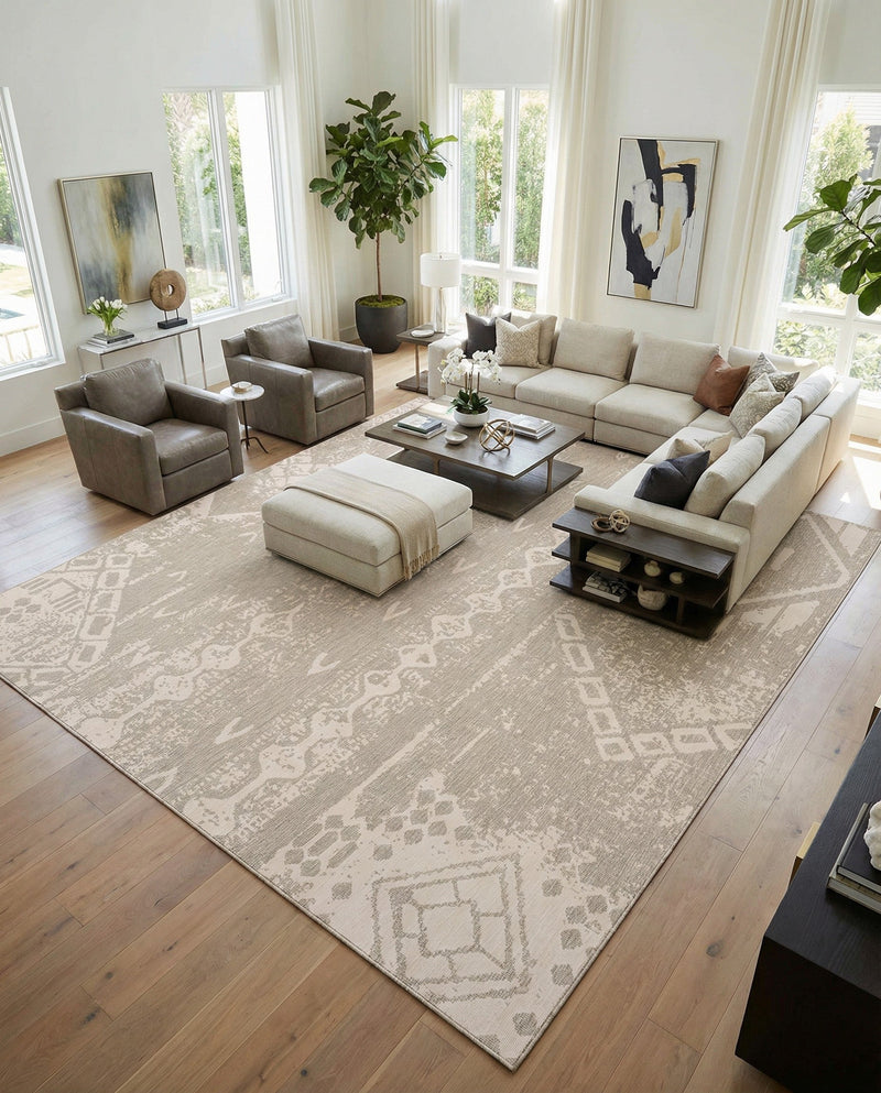 Desert Nomad Terrace Collection Area Rug - Sahara (Gray) Square Gray  lifestyle 57