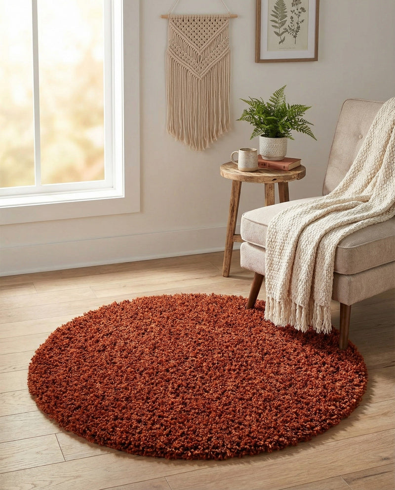 Plush Oasis Collection Area Rug - Serenity (Terracotta) Round Terracotta  lifestyle 86