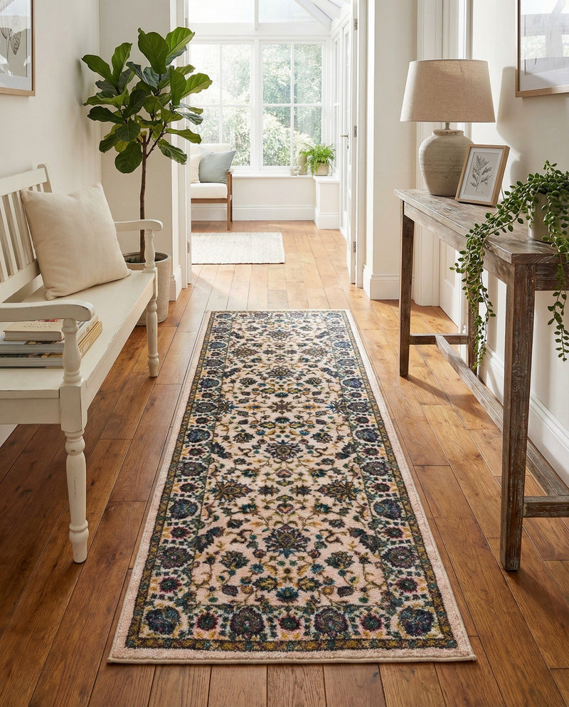 Casablanca Tapestry Collection Area Rug -  Marrakech (Ivory) Runner Ivory  lifestyle 46