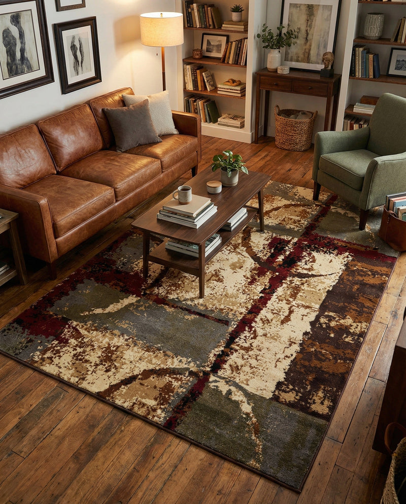 Bistro Lounge Collection Area Rug -  FlatWhite Rectangle Multi  lifestyle 13