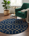 Hollywood Luxe Collection Area Rug - Sunset (Navy Blue Gold) Round Navy Blue Gold  lifestyle 53