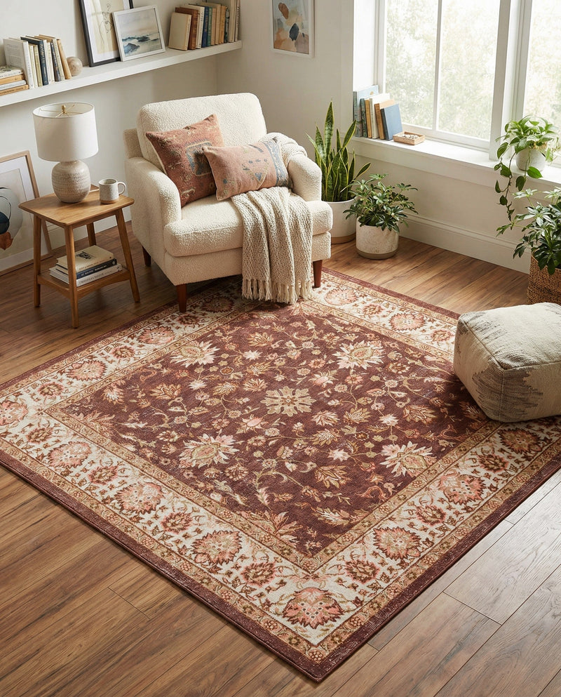 Casablanca Tapestry Collection Area Rug -  Marrakech (Coffee Brown) Square Coffee Brown  lifestyle 40