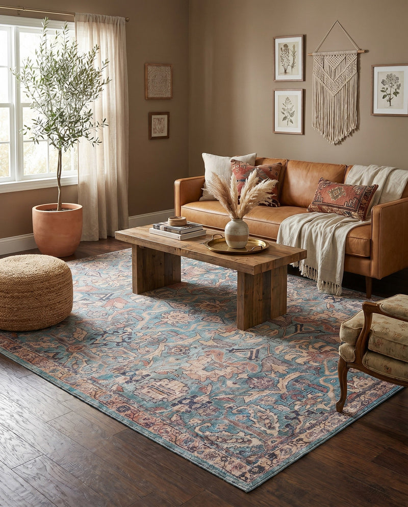 Vintage Memories Collection Area Rug -  Memories Rectangle Blue  lifestyle 8