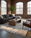 Brighton Stripes Collection Area Rug - Sussex (Ivory and Gray) Rectangle Ivory and Gray  lifestyle 16