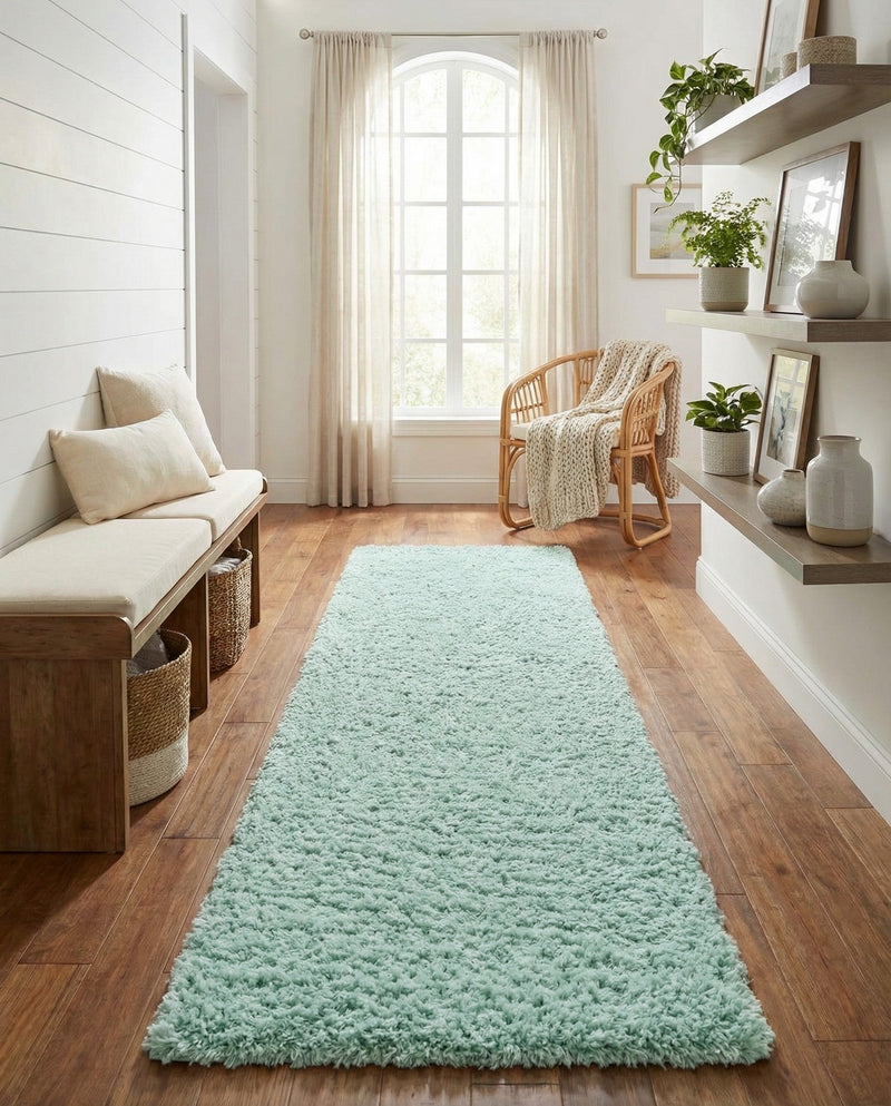 Eternal Plush Oasis Collection Area Rug -  Tranquility (Cyan) Runner Cyan  lifestyle 63