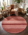 Jewel Oasis Collection Area Rug - Sapphire (Rusty Pink Rose) Round Rusty Pink Rose  lifestyle 56