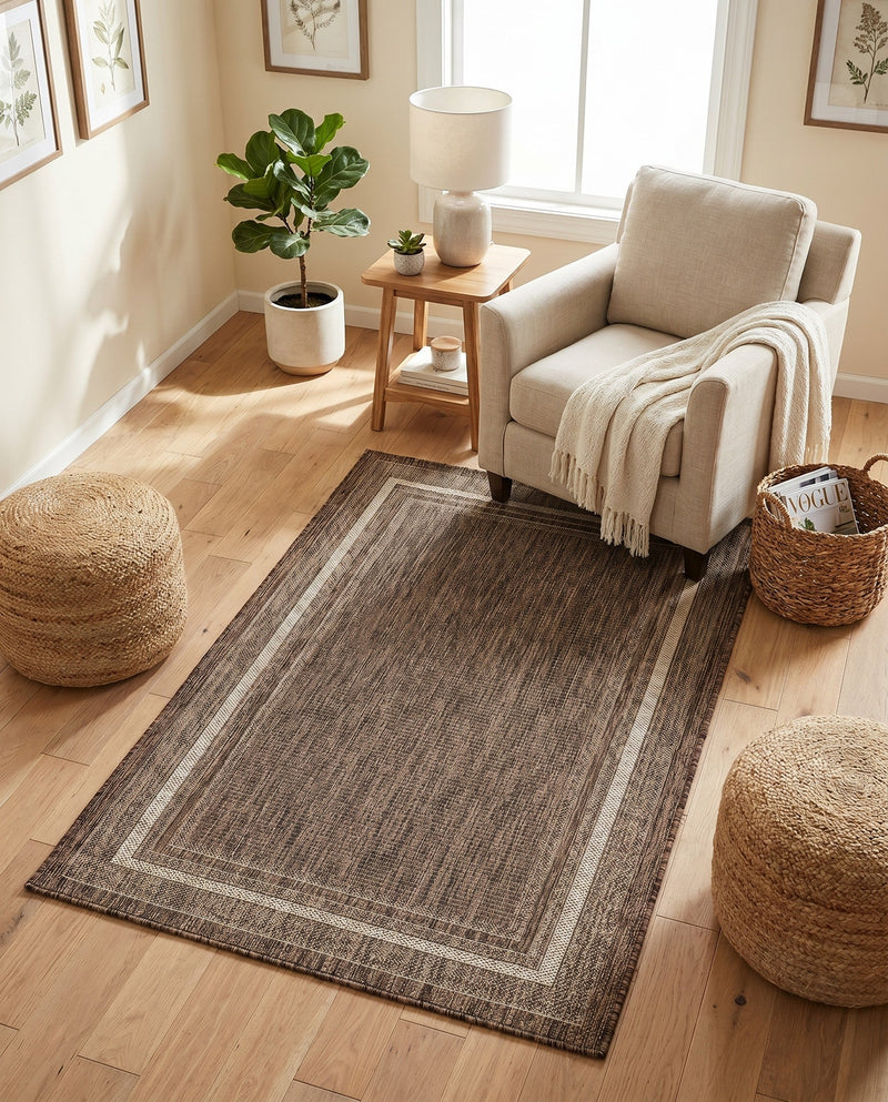 Terrace Fringe Collection Area Rug - Veranda (Brown) Rectangle Brown  lifestyle 43