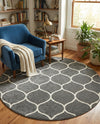 Trellis Mosaic Collection Area Rug -  Pergolatown (Dark Gray) Round Dark Gray  lifestyle 33