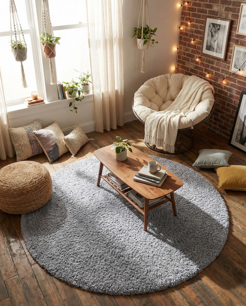 Alpine Plush Collection Area Rug -  Cortina (Sterling) Round Sterling  lifestyle 70