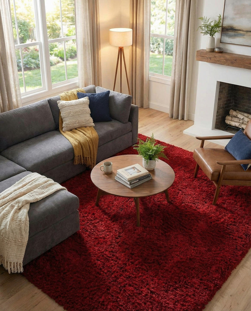 Eternal Plush Oasis Collection Area Rug -  Tranquility (Merlot) Square Merlot  lifestyle 49