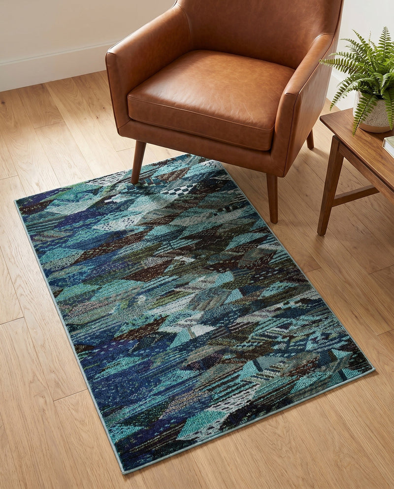 Sedona Vista Collection Area Rug -  Yucca Rectangle Blue  lifestyle 11