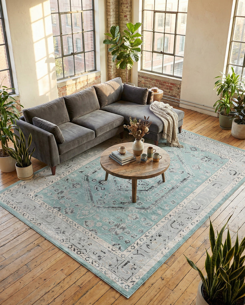 Adriana Terrace Collection Area Rug - Capri (Aqua) Rectangle Aqua  lifestyle 7