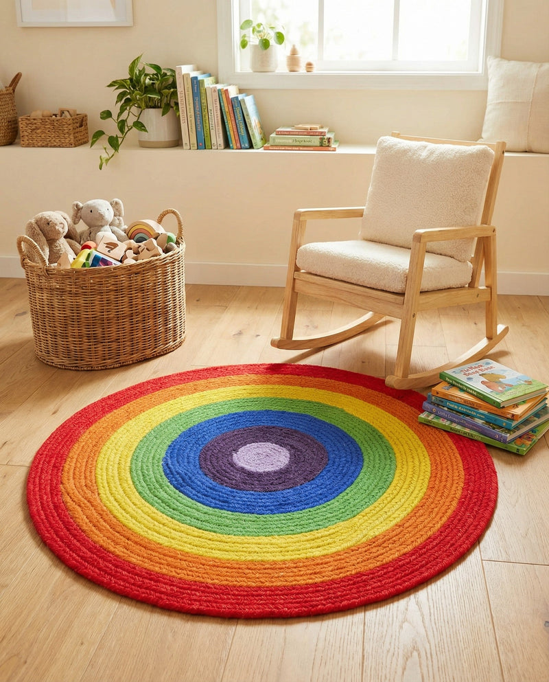 Sunset Isle Wool Braids Collection Area Rug - Paradise Round Multi  lifestyle 63