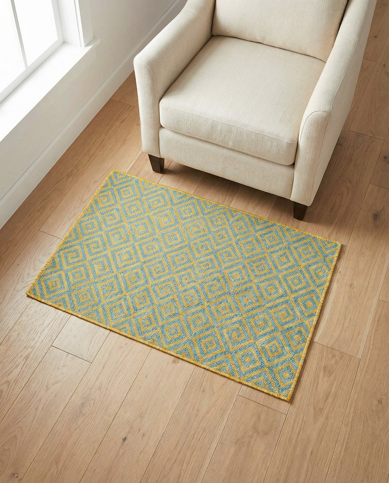Urban Oasis Rugs Collection Area Rug -  Rooftop (Yellow and Aqua) Rectangle Yellow and Aqua  lifestyle 27
