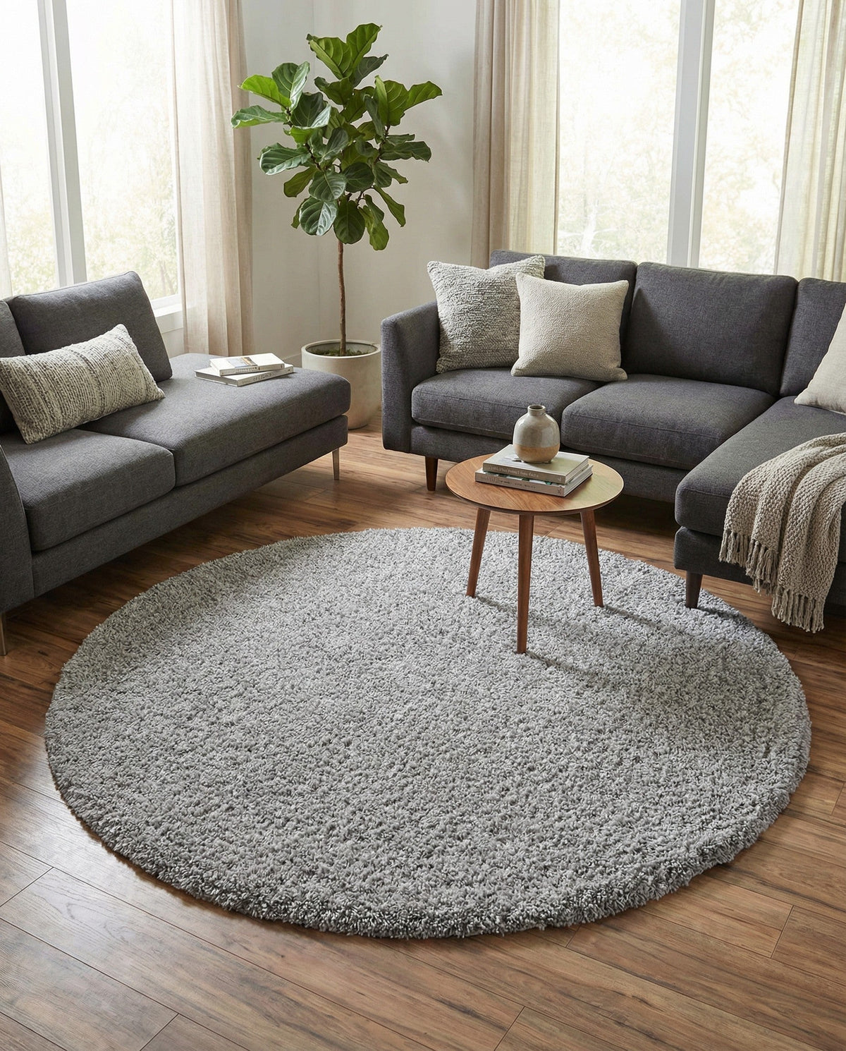 Alpine Plush Collection Area Rug - Verbier Round LGrey  lifestyle 106