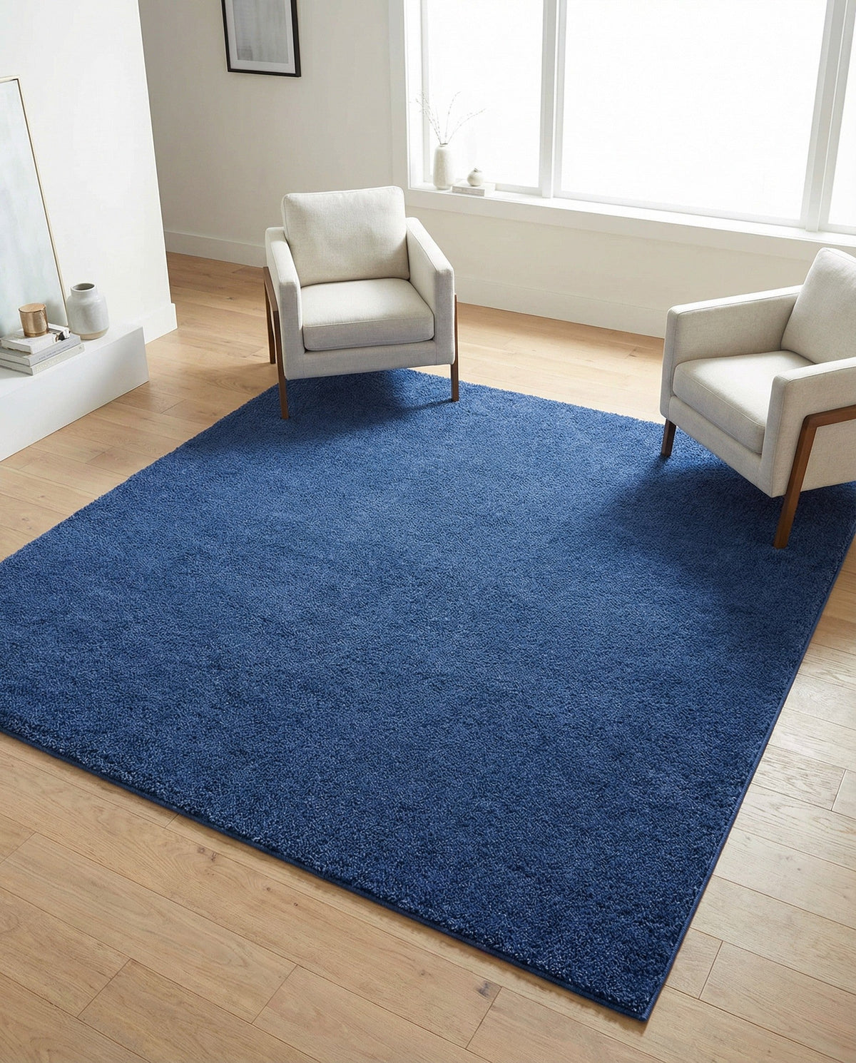 Solid Shag Seaside Collection Area Rug - Azure Cove (Navy Blue) Square Navy Blue  lifestyle 86