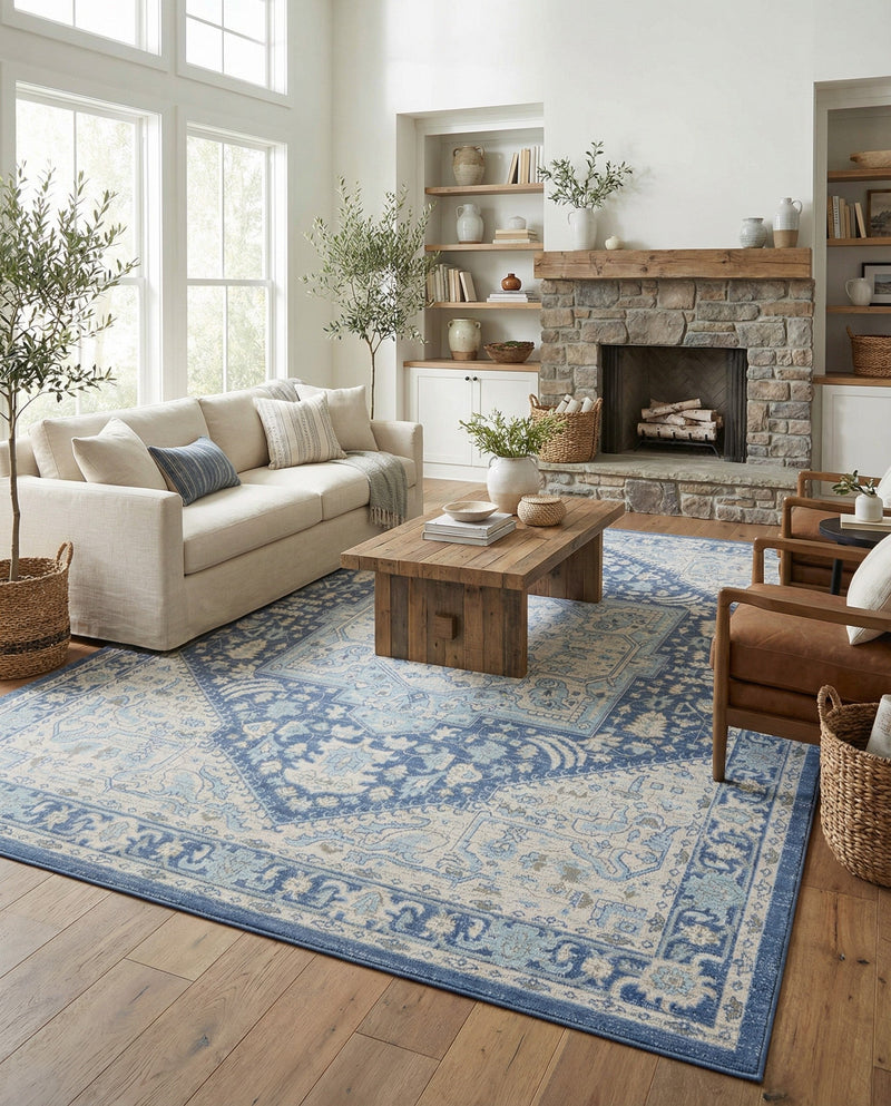 Savannah Series Collection Area Rug - Charleston (French Blue) Rectangle French Blue  lifestyle 7