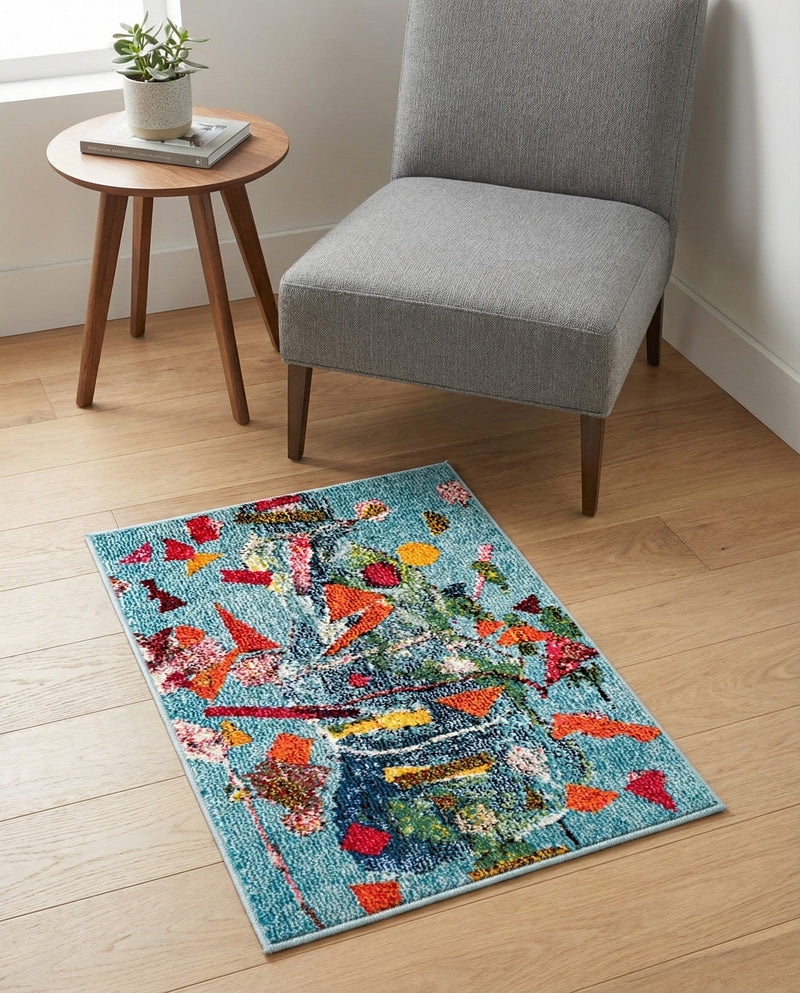 Colorburst Oasis Collection Area Rug -  Fresco Rectangle Aqua  lifestyle 20
