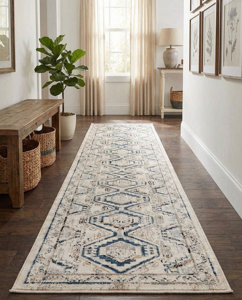 Savannah Elegance Collection Area Rug -  Tybee (Gray Blue) Runner Gray Blue  lifestyle 45