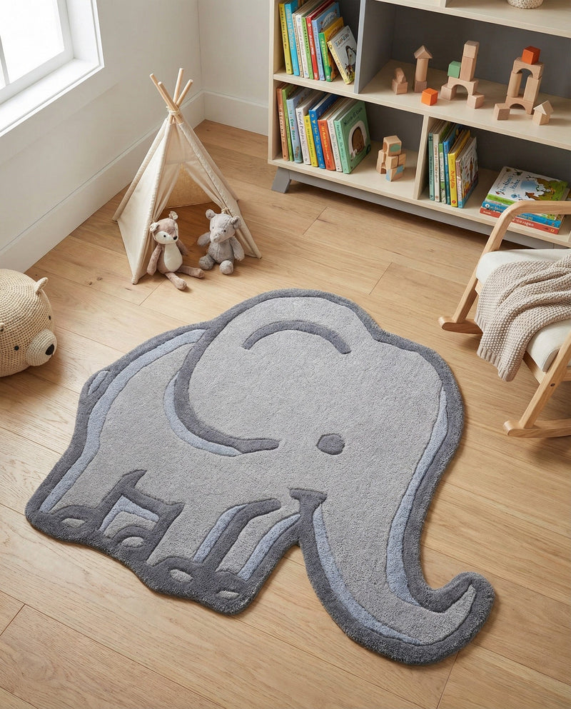 Whimsy Wonders Wool Collection Area Rug -  Prairie Rectangle Gray  lifestyle 6