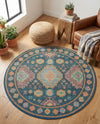 Coastal Terrace Collection Area Rug -  Dunes Round Navy Blue  lifestyle 78