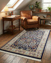 Persian Elegance Collection Area Rug -  Kerman (Navy Blue) Rectangle Navy Blue  lifestyle 12