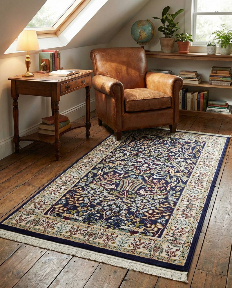 Persian Elegance Collection Area Rug -  Kerman (Navy Blue) Rectangle Navy Blue  lifestyle 12