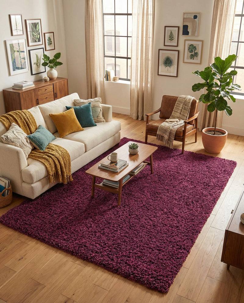 Plush Oasis Collection Area Rug - Serenity (Eggplant Purple) Rectangle Eggplant Purple  lifestyle 21