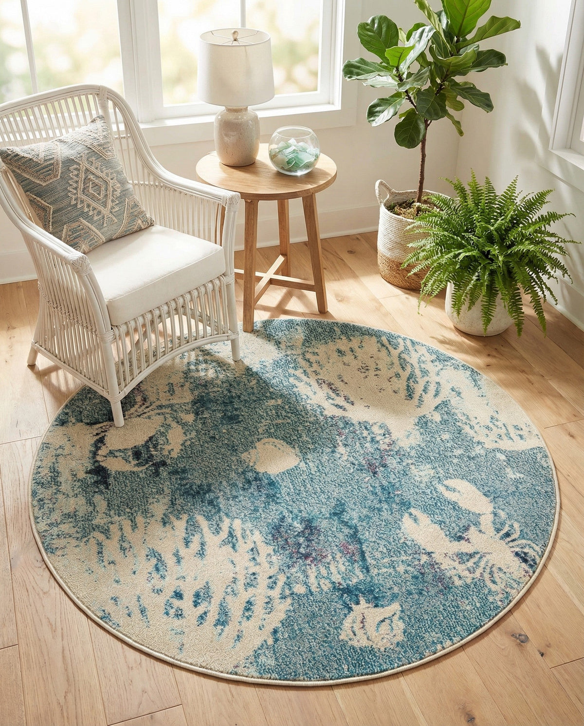 Sorrento Shores Collection Area Rug -  Vico Round Light Blue  lifestyle 148