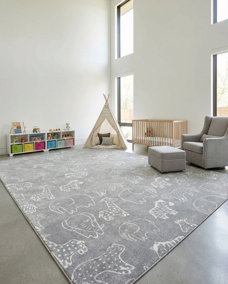 Wonder Tykes Collection Area Rug -  Spectrum Rectangle Gray  lifestyle 64