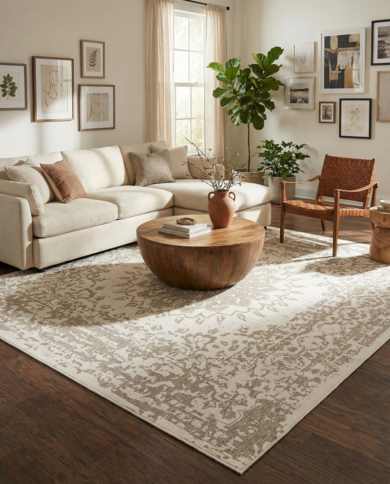 Patio Heritage Collection Area Rug -  Lafayette (Gray) Square Gray  lifestyle 76