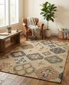 Benares Handwoven Jute Collection Area Rug - Ganges Rectangle Blue and Green  lifestyle 10
