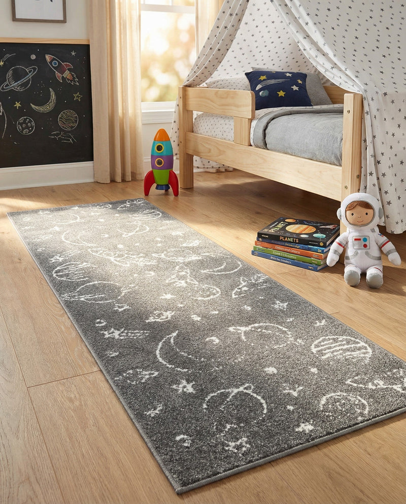 Wonder Tykes Collection Area Rug -  Jigsaw Runner Gray  lifestyle 45