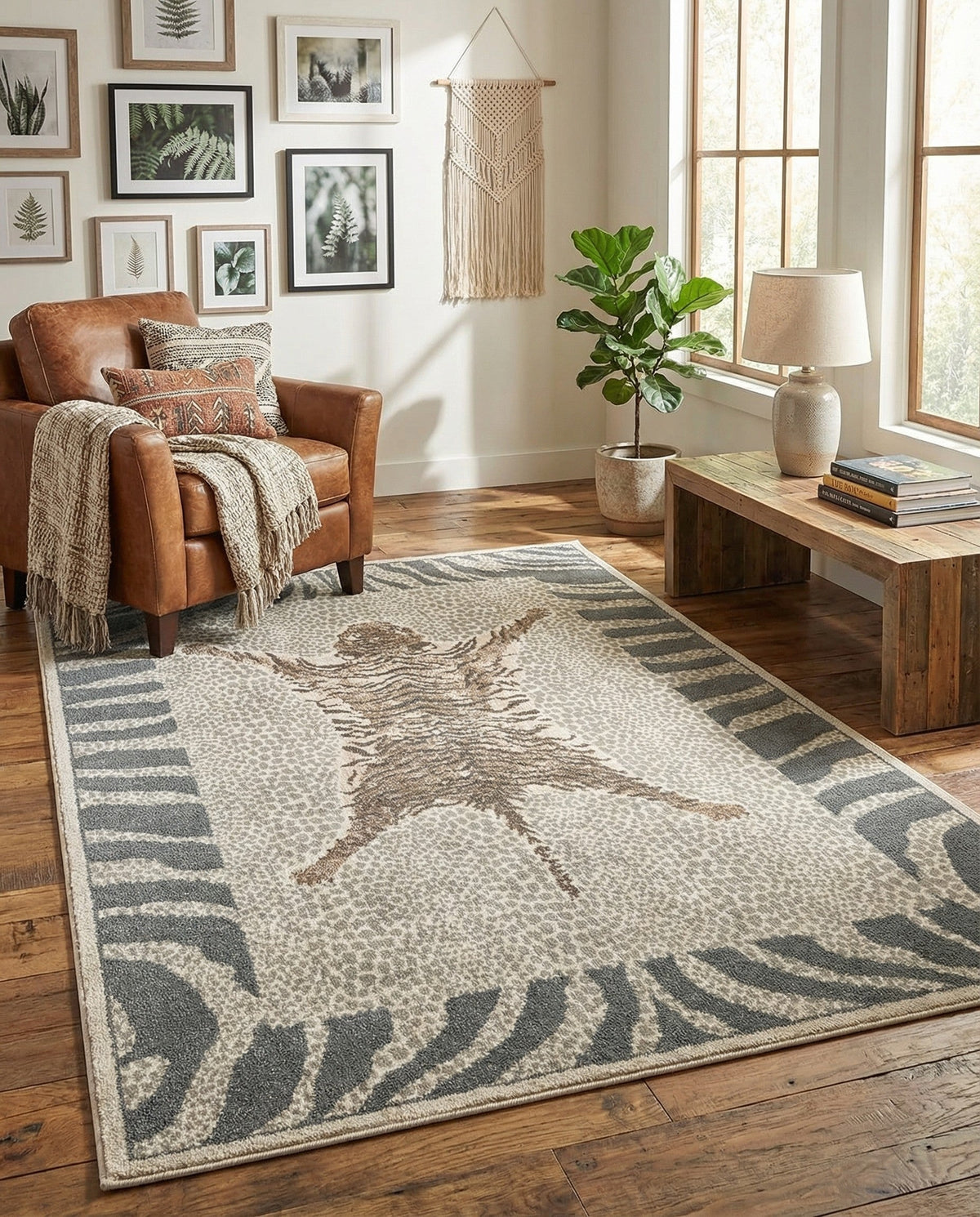 Savannah Sojourn Collection Area Rug -  Masai Rectangle Gray and Ivory  lifestyle 9