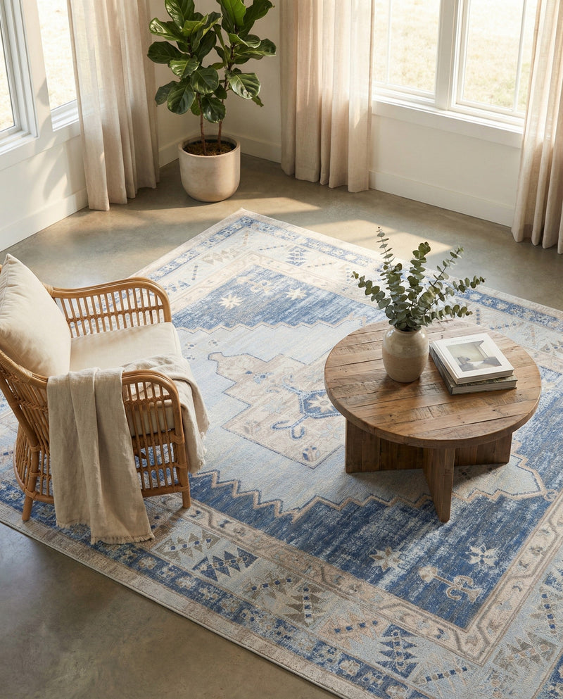 Savannah Series Collection Area Rug -  Augusta (Sky blue) Rectangle Sky blue  lifestyle 12