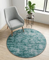 Sahara Essence Collection Area Rug - Oasis (Teal) Round Teal  lifestyle 73