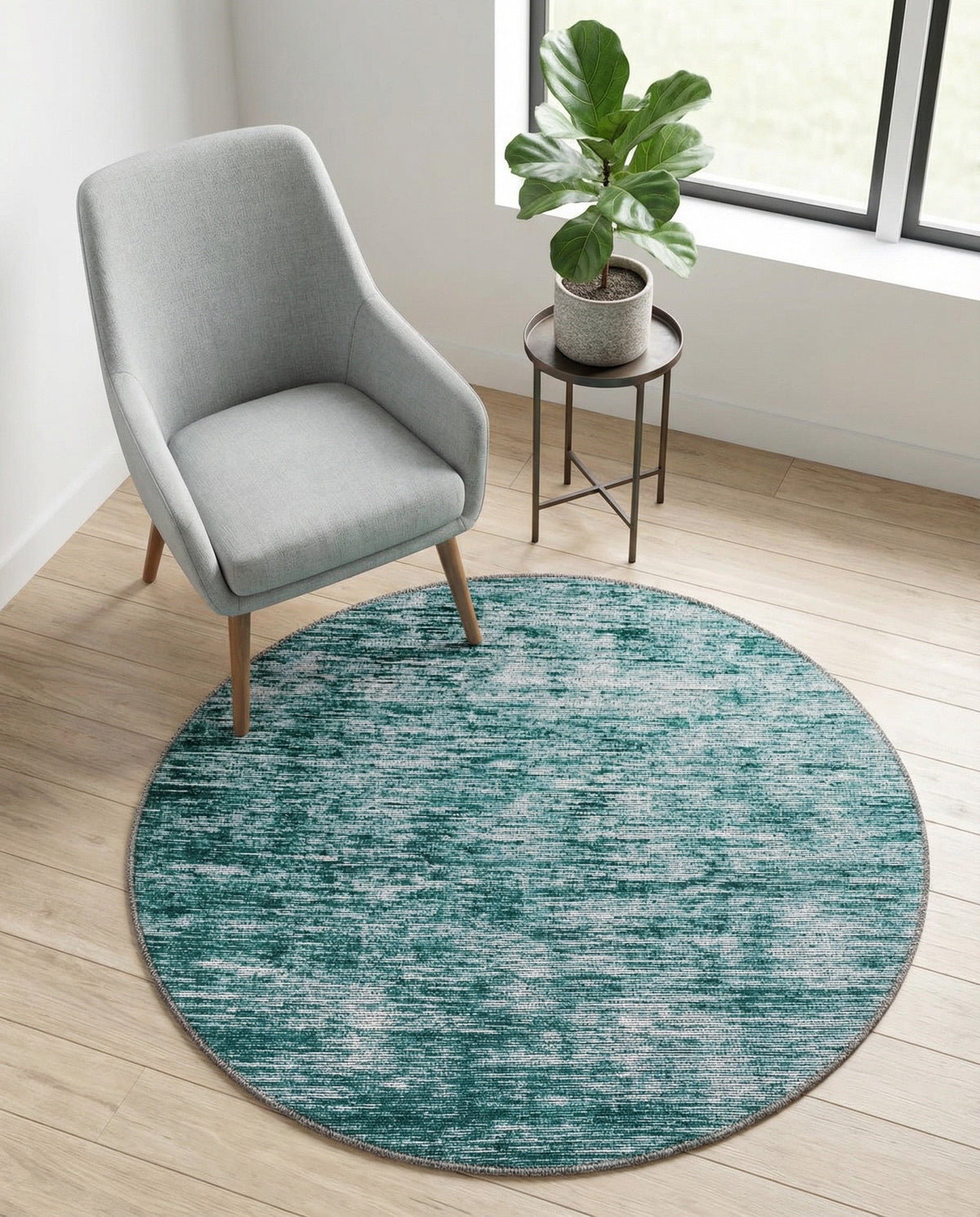 Sahara Essence Collection Area Rug - Oasis (Teal) Round Teal  lifestyle 73