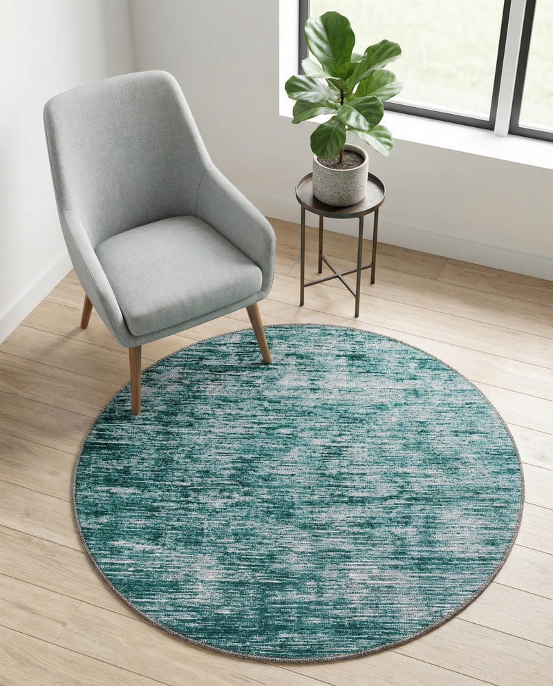 Sahara Essence Collection Area Rug - Oasis (Teal) Round Teal  lifestyle 73