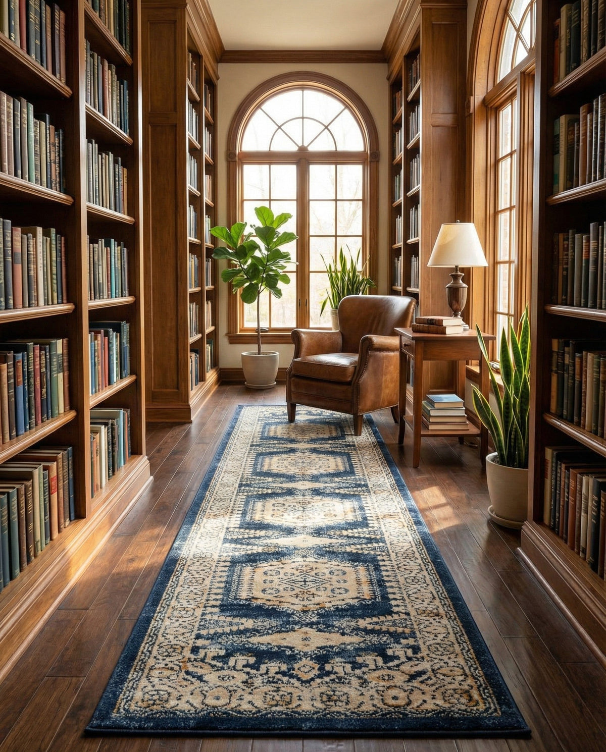 Eden Oasis Collection Area Rug -  Refuge (Dark Blue) Runner Dark Blue  lifestyle 75